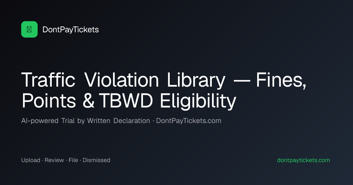 Traffic Violation Library — Fines, Points & TBWD Eligibility ...
